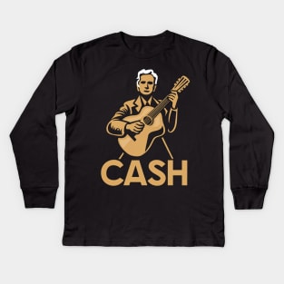 The Guitarist Johnny Cash Kids Long Sleeve T-Shirt